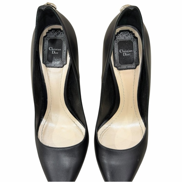 Authentic Christian Dior Dior Nova Pumps Black Leather Star Heel 37.5 10cm Heels - Picture 3 of 12